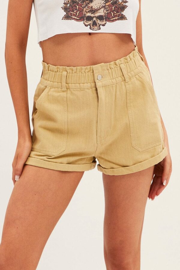 Beige Relaxed Shorts  High Rise - Image 2