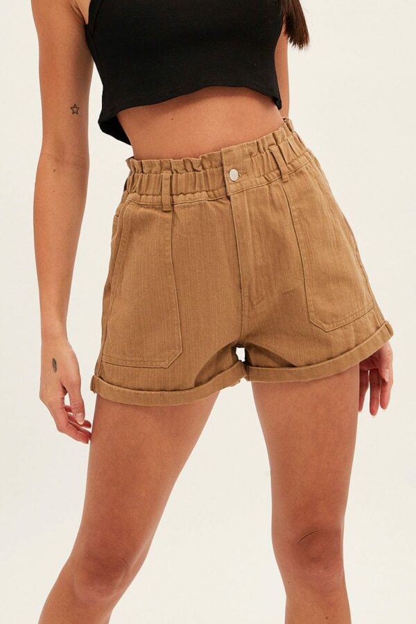 Brown Relaxed Shorts  High Rise - Image 2