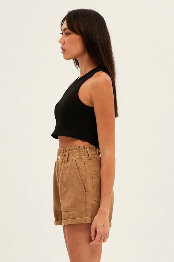 Brown Relaxed Shorts  High Rise - Image 4
