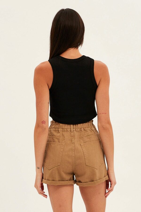 Brown Relaxed Shorts  High Rise - Image 5