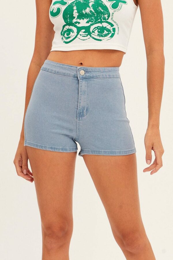 Blue Denim Shorts High Rise Skinny - Image 2