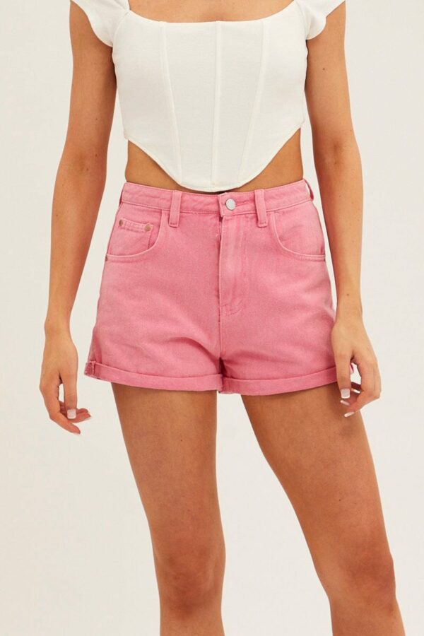 Pink Mid Rise Shorts Relaxed - Image 2