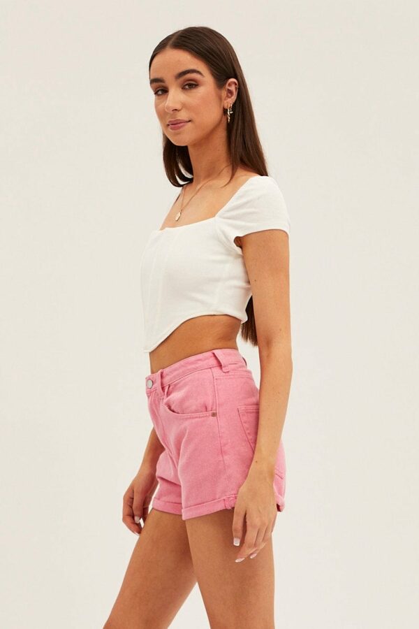 Pink Mid Rise Shorts Relaxed - Image 4