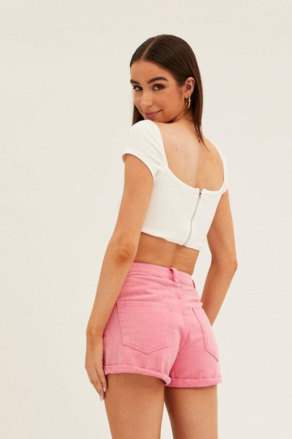 Pink Mid Rise Shorts Relaxed - Image 5