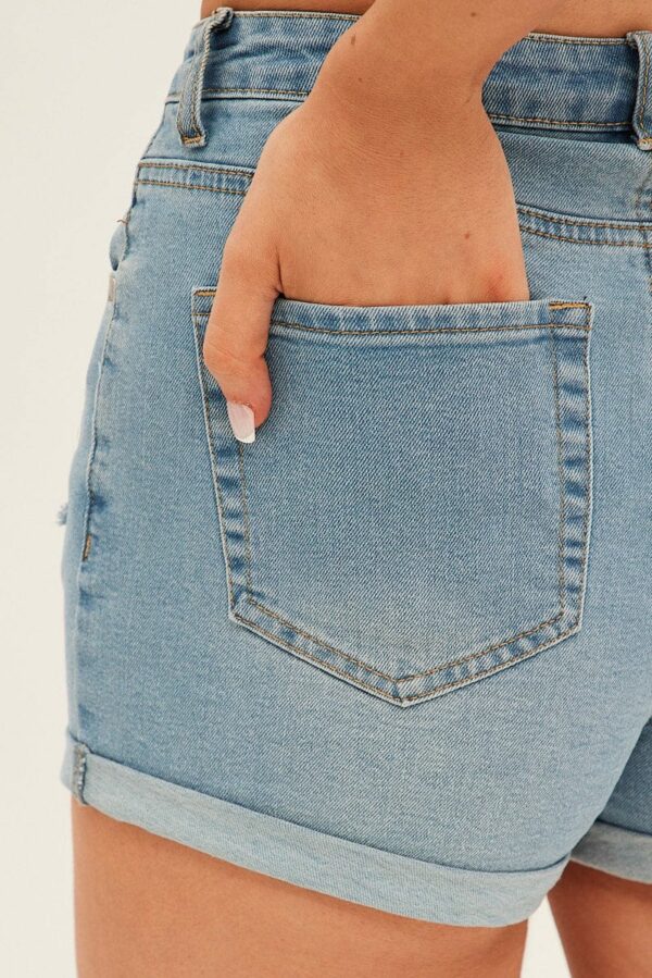 Blue Denim Shorts High Rise Skinny - Image 5