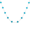 Collier Alhambra Vintage pour femme en or blanc 18 carats et turquoise de Van Cleef & Arpels