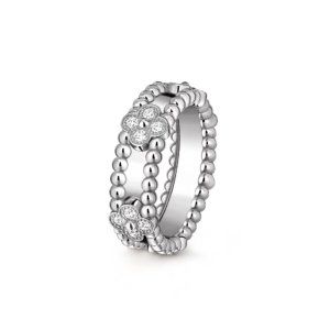 Bague aux trèfles perlés